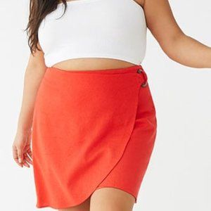 Red Linen Tulip Skirt